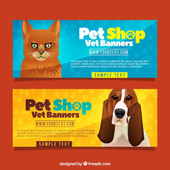 Realistic banners with pets Realistic banners with pets