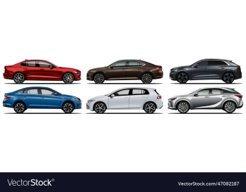 realistic car collection in side view