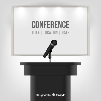 Realistic conference podium background Free Vector Realistic conference podium background Free Vector