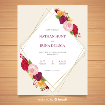 Realistic flowers wedding invitation template Realistic flowers wedding invitation template