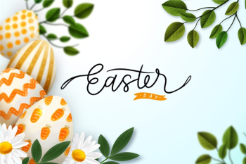 Realistic happy easter day eggs and leaves Free Vector Realistic happy easter day eggs and leaves Free Vector