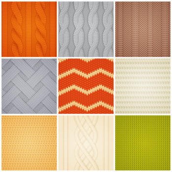 Realistic knitted patterns samples set Free Vector Realistic knitted patterns samples set Free Vector