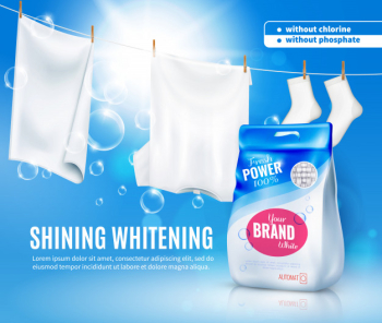 Realistic laundry detergent ad template Free Vector
