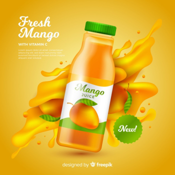 Realistic mango juice ad template Free Vector Realistic mango juice ad template Free Vector