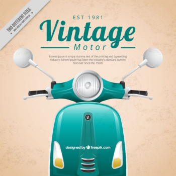 Realistic motor-scooter vintage background Realistic motor-scooter vintage background