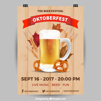 Realistic oktoberfest party poster