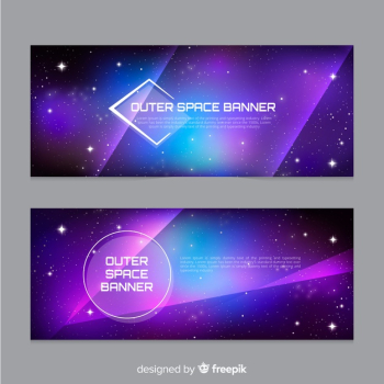 Realistic outer space banner Realistic outer space banner
