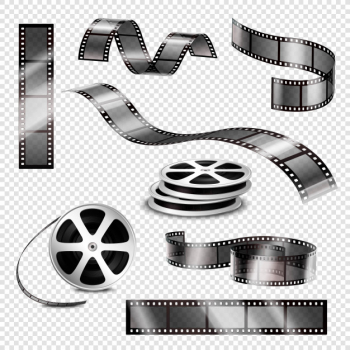 Realistic photographic strips and film reels Free Vector Realistic photographic strips and film reels Free Vector