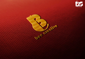 Realistic Red Paper Gold Logo Mockup
