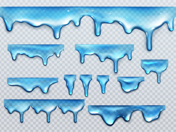 Realistic set of dripping blue pure water Free Vector Realistic set of dripping blue pure water Free Vector