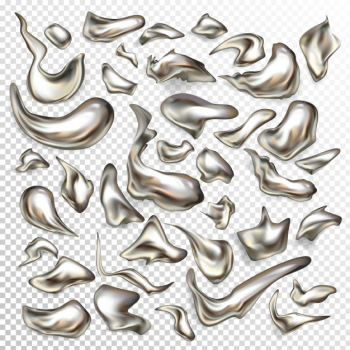 Realistic set of liquid metal drops in abstract shapes Realistic set of liquid metal drops in abstract shapes