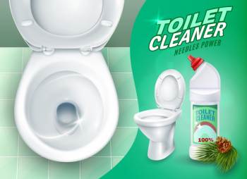 Realistic toilet and cleaner gel poster Free Vector Realistic toilet and cleaner gel poster Free Vector