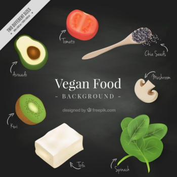 Realistic vegan food background Realistic vegan food background