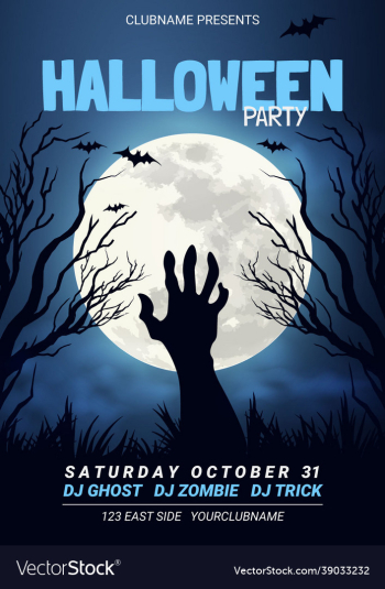 realistic vertical halloween party flyer template