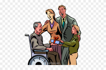 Receiving A Gift From Grandchild Royalty Free Vector - Helping Elderly People Clipart