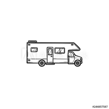 Recreational vehicle hand drawn outline doodle icon Recreational vehicle hand drawn outline doodle icon