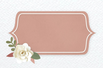 Rectangle paper craft flower badge psd Rectangle paper craft flower badge psd