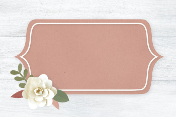 Rectangle paper craft flower badge psd Rectangle paper craft flower badge psd