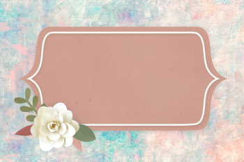 Rectangle paper craft flower badge psd Rectangle paper craft flower badge psd