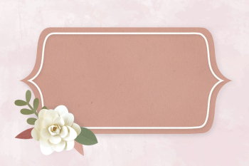 Rectangle paper craft flower badge psd Rectangle paper craft flower badge psd
