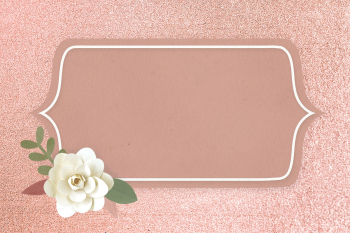 Rectangle paper craft flower badge psd Rectangle paper craft flower badge psd