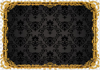 Rectangular black and brown floral background template, Pattern, European gold border pattern Atmosphere transparent background PNG clipart