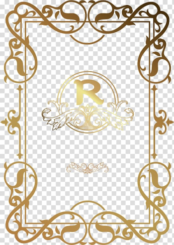 Rectangular brown and gold , Middle Ages Euclidean Wedding invitation, Medieval vintage invitation transparent background PNG clipart