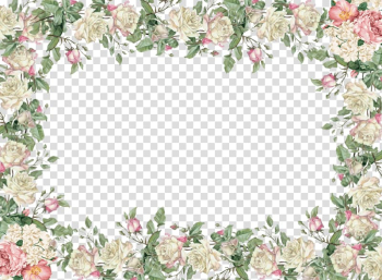 Rectangular white and pink flowers border, frame Flower , White Flower Frame transparent background PNG clipart