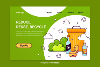 Recycling garbage landing page template Free Vector Recycling garbage landing page template Free Vector