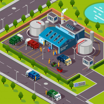 Recycling plant isometric illustration Recycling plant isometric illustration