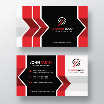 Red abstract business card Free Psd