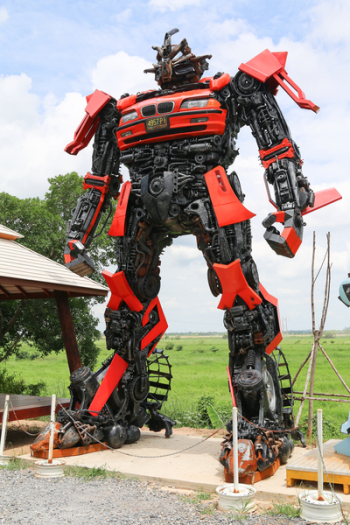Red and Black Robot Statue Red and Black Robot Statue
