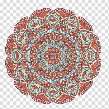 Red and brown flower illustration, Motif Mandala Islam, Colorful Islamic motifs transparent background PNG clipart