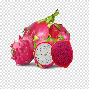 Red and green dragon fruits , Juice Pitaya Tropical fruit Hylocereus undatus, dragon fruit transparent background PNG clipart