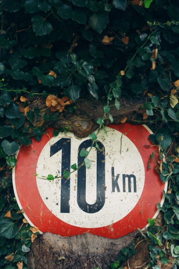 Red and White 10 Km Sign Red and White 10 Km Sign