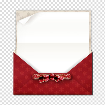 Red and white envelope illustration, Paper Christmas Ribbon Envelope, Christmas card transparent background PNG clipart