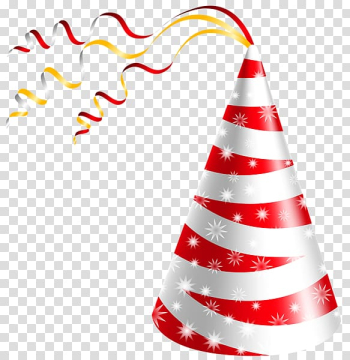 Red and white party hat illustration, Party hat Birthday , birthday hat transparent background PNG clipart