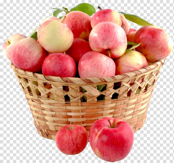 Red apples on basket, Apple Crisp Fruit Gift basket, Apple Basket transparent background PNG clipart