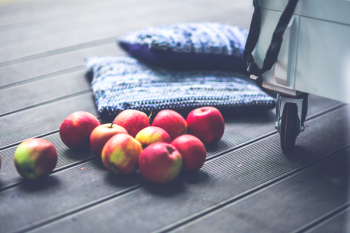 Red apples on the floor Red apples on the floor