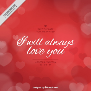 Red background of hearts with romantic message