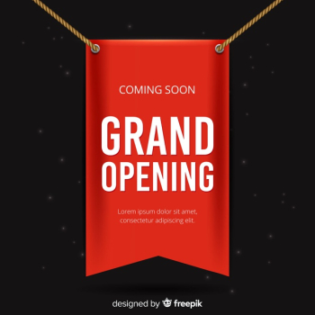 Red banderole grand opening realistic style Free Vector Red banderole grand opening realistic style Free Vector