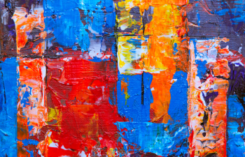 Red, Blue, and Orange Abstract Painting Red, Blue, and Orange Abstract Painting