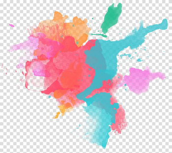Red, blue, and orange abstract painting, Watercolor painting Magenta Travel itinerary, watercolour splash transparent background PNG clipart