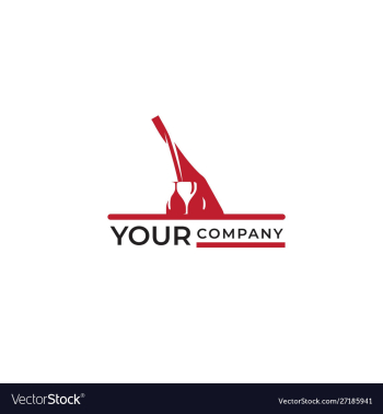 Red bottle and glasses wine logo design vector image Red bottle and glasses wine logo design vector image