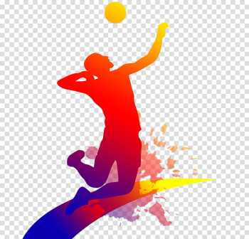 Red, brown, and purple logo, Volleyball , People playing volleyball transparent background PNG clipart