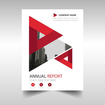 Red business brochure template with geometrical shapes