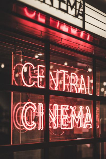 red Central Cinema LED light sign red Central Cinema LED light sign