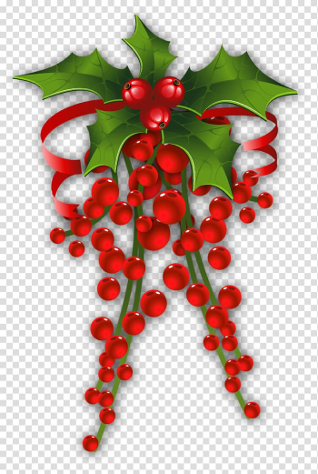 Red Christmas decor illustration, Christmas decoration Mistletoe , Mistletoe Decor transparent background PNG clipart