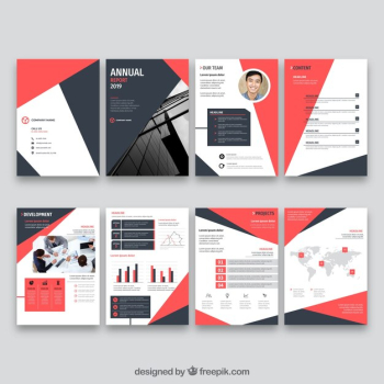 Red collection of annual report cover templates