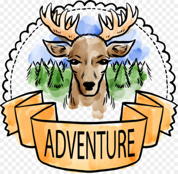 Red deer Watercolor painting Forest Clip art - Watercolor forest protection icon 